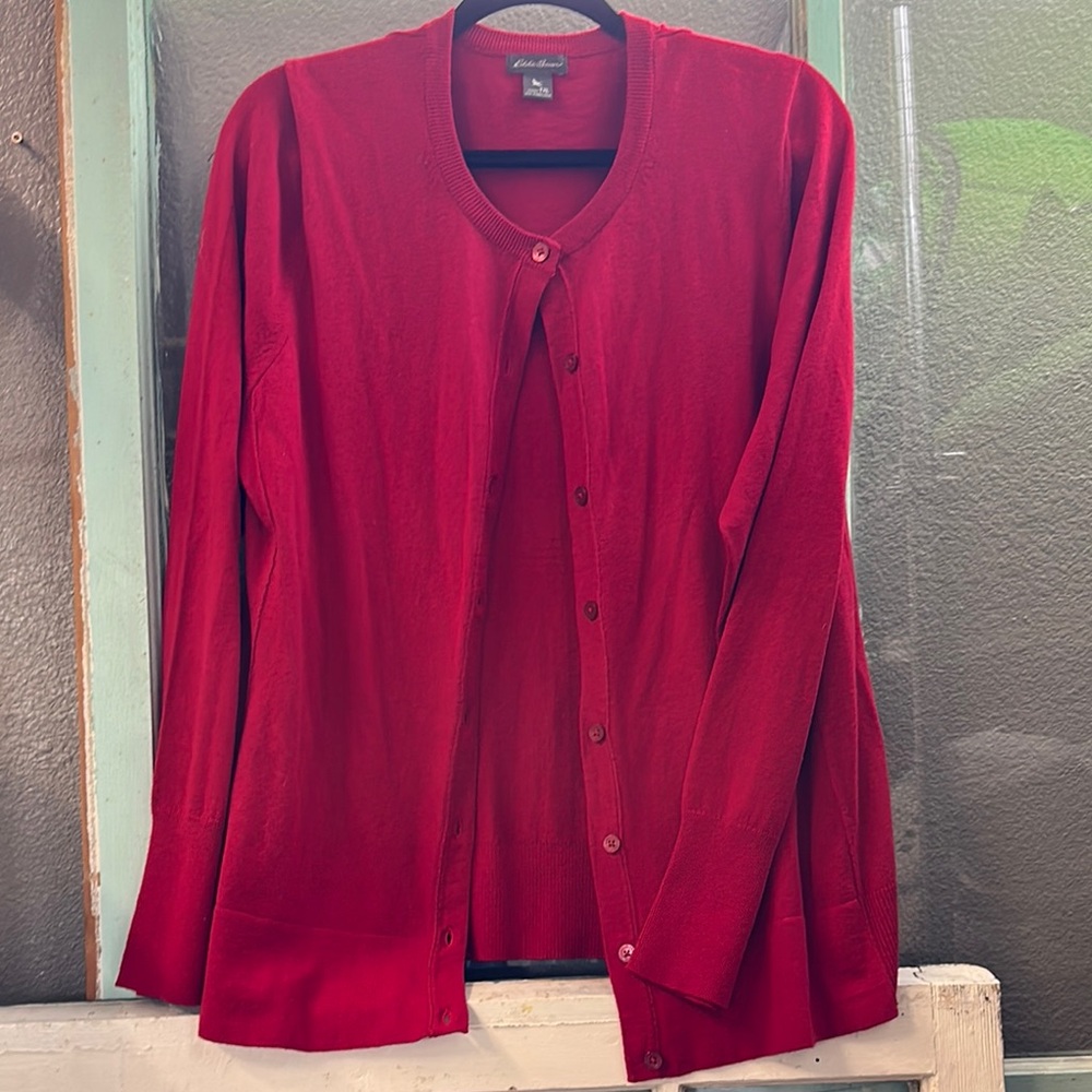 Red Eddie Bauer Cardigan Sweater